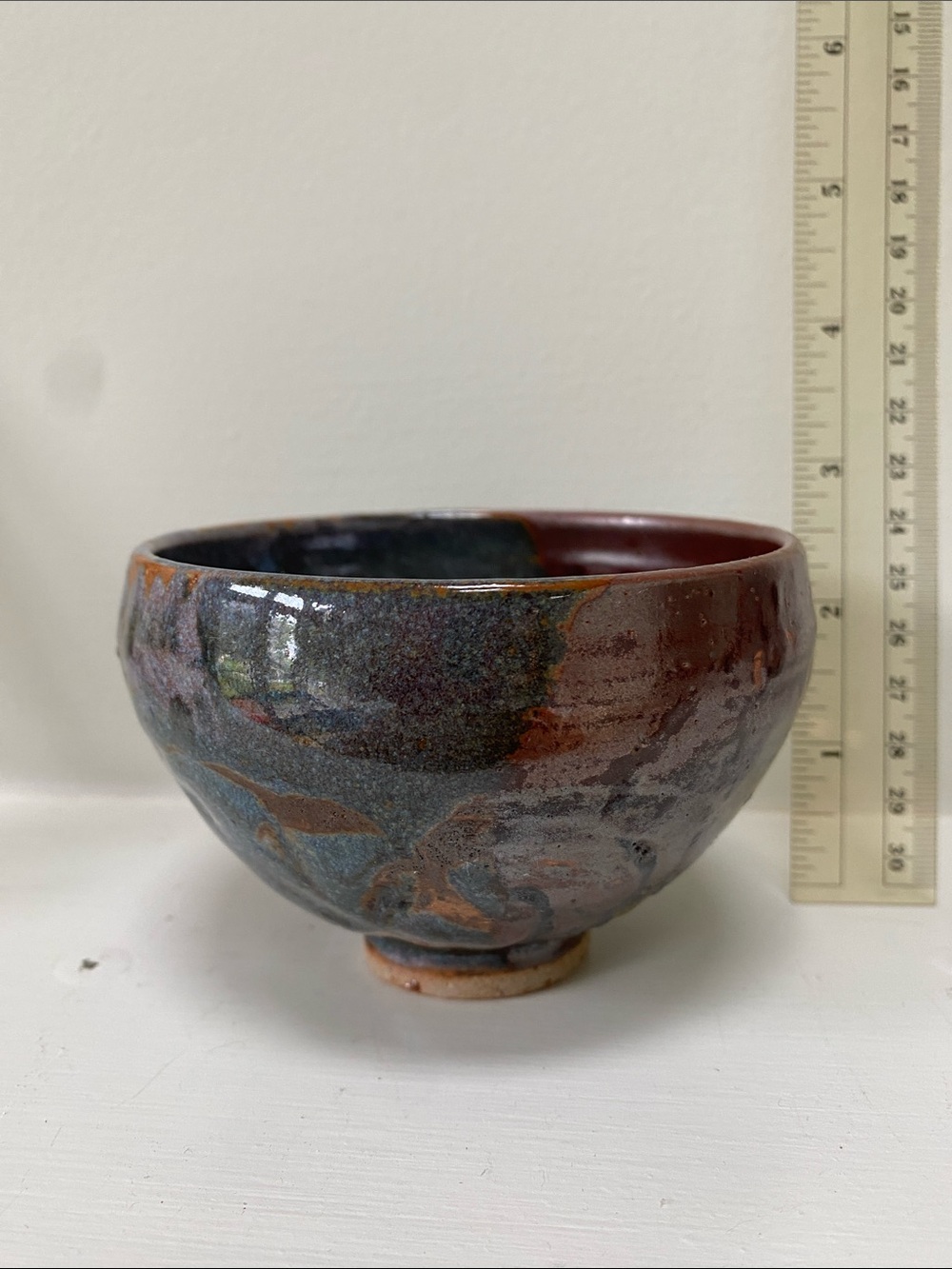 Handcrafted Ceramic Art Bowl in Deep Blue and Brown